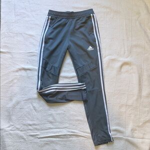 Adidas Kids Gray Joggers with White Stripes